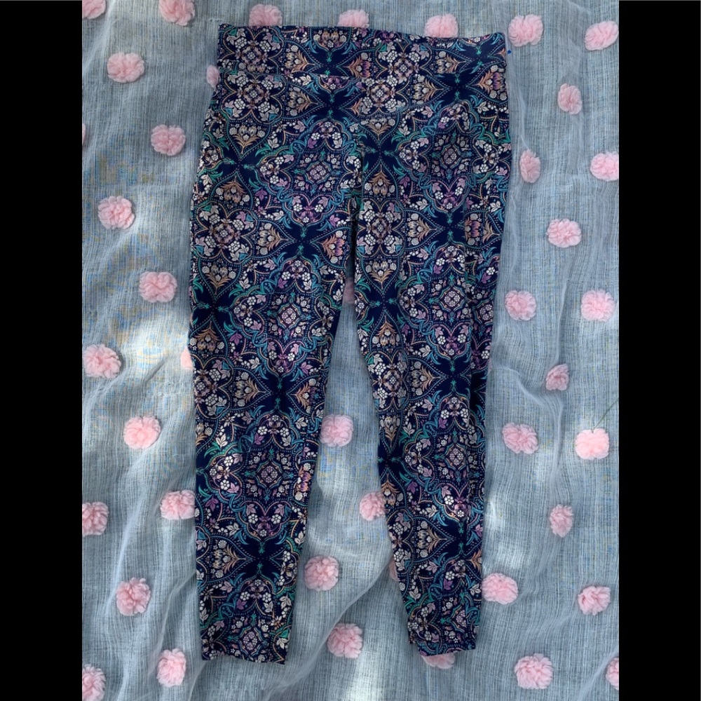Printed Women's Leggings - Navy Multicolor Pattern